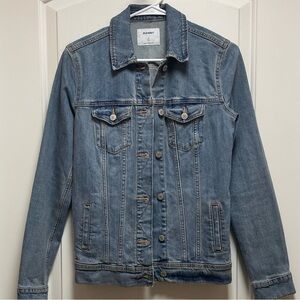 Y2K & 90s Size Small Tall Classic Denim Jean Jacket Spread Collar Button Front